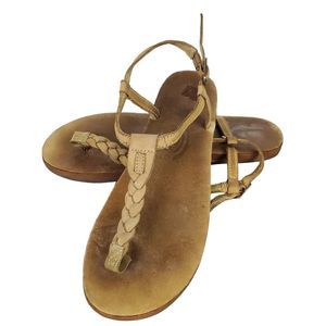 Rainbow Women's Tan Braided Thong T Strap Sandals Sz L 7.5 - 8.5